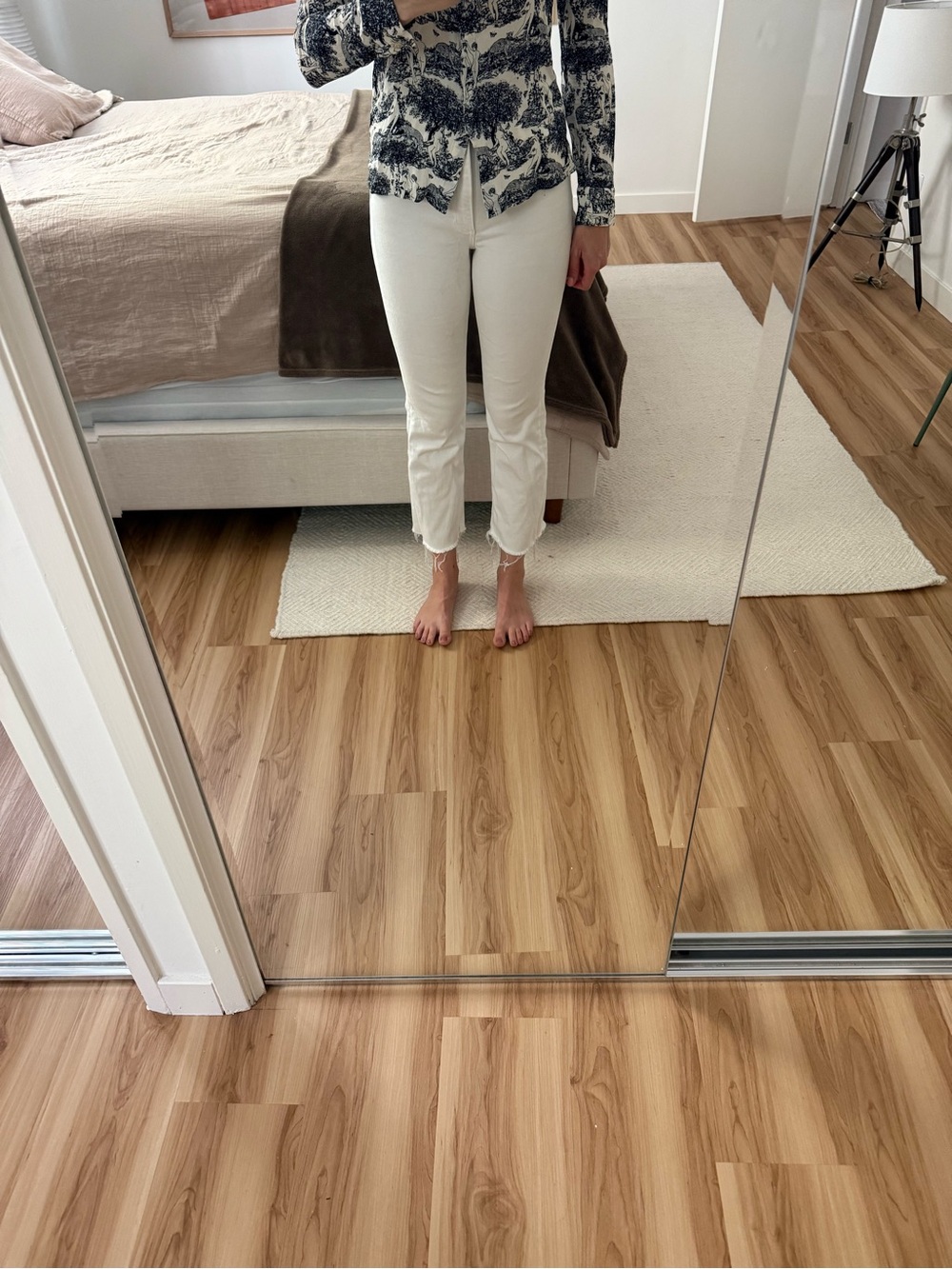rag & bone Off-White Bootcut Cropped Jeans